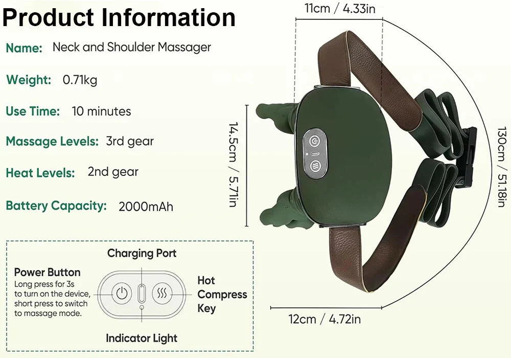 Wireless Heated Neck & Shoulder Massager Elite Buy Buddy